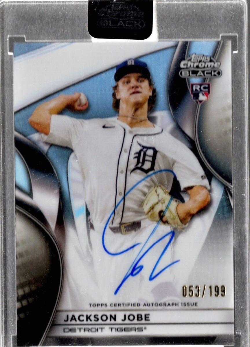 2025 Topps Chrome Black Jackson Jobe #CBAJJB Refractor Auto /199 Detroit Rookie RC Baseball Card