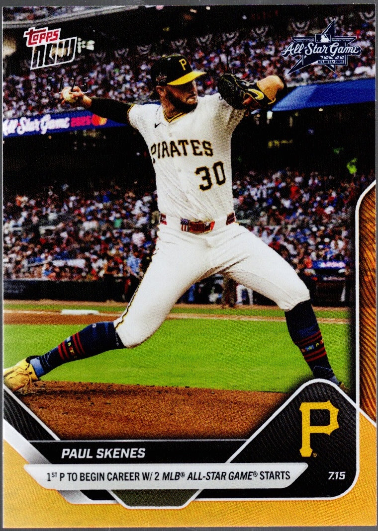 2025 Topps Now Paul Skenes #428 Orange Foil /25 Pittsburgh Baseball Card