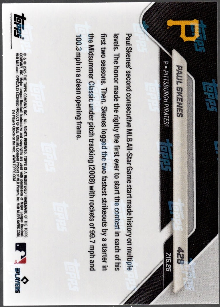 2025 Topps Now Paul Skenes #428 Gold Foil /50 Pittsburgh Baseball Card