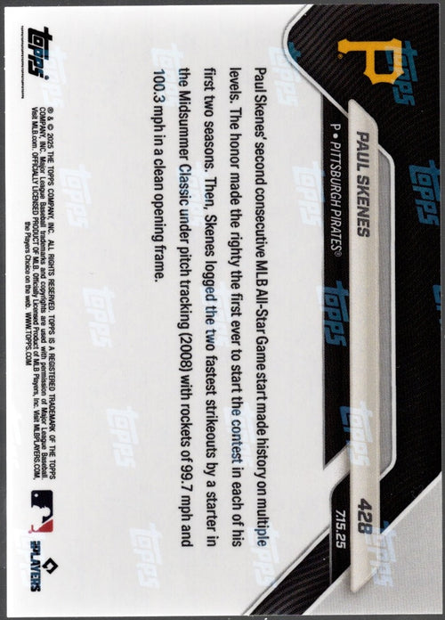 2025 Topps Now Paul Skenes #428 Gold Foil /50 Pittsburgh Baseball Card