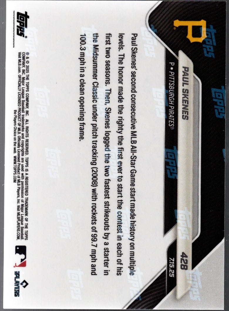2025 Topps Now Paul Skenes #428 Red Foil /5 Pittsburgh Baseball Card