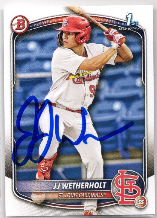2025 Topps Bowman JJ Wetherholt #BP22 Signed St Louis  Rookie RC Baseball Card