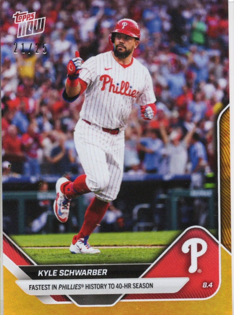 2025 Topps Now Kyle Schwarber #515 Orange Foil /25 Philadelphia Baseball Card