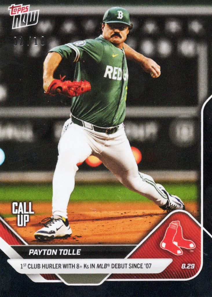 2025 Topps Now Payton Tolle #626 Black Foil /10 Boston Rookie RC Baseball Card