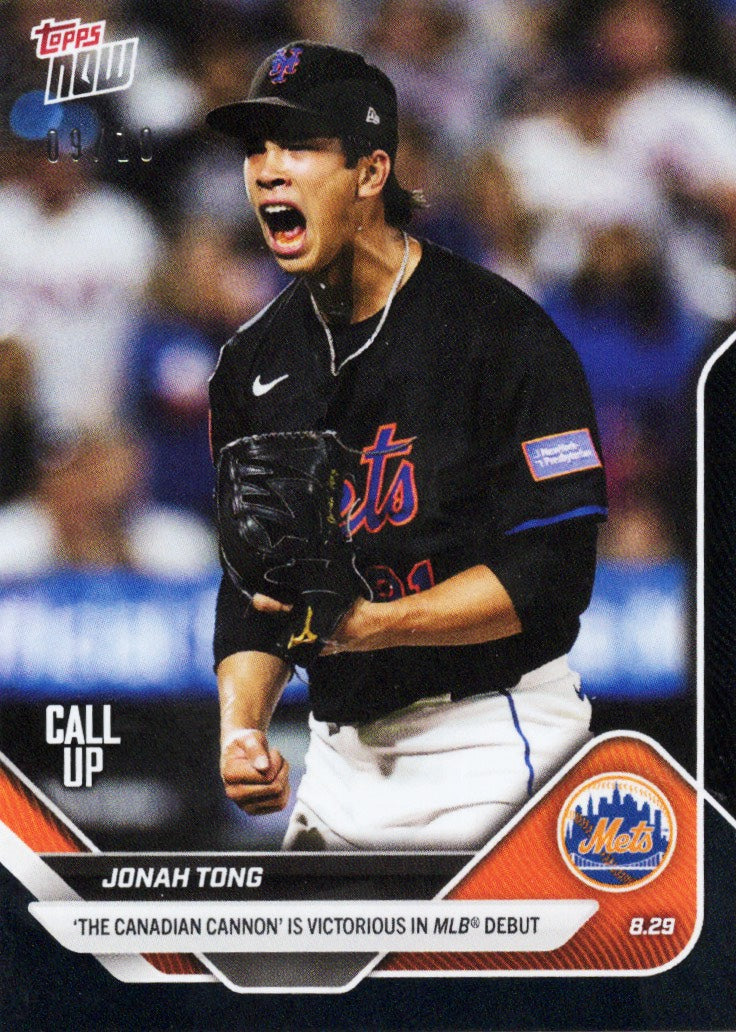 2025 Topps Now Jonah Tong #628 Black Foil /10 New York Rookie RC Baseball Card