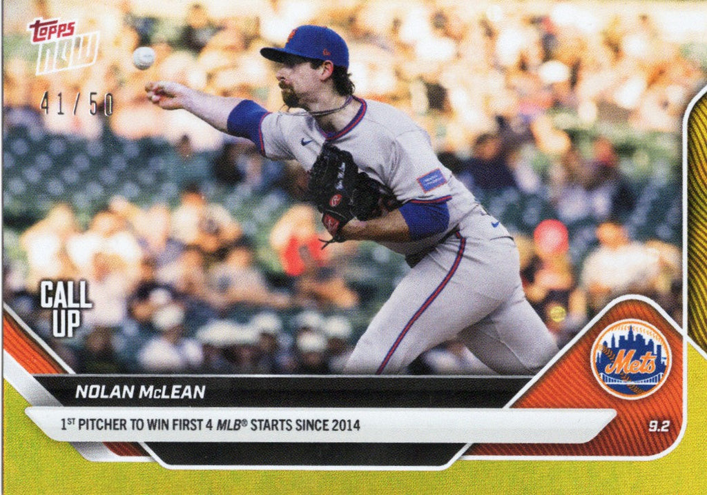 2025 Topps Now Nolan McLean #651 Gold Foil /50 New York Rookie RC Baseball Card