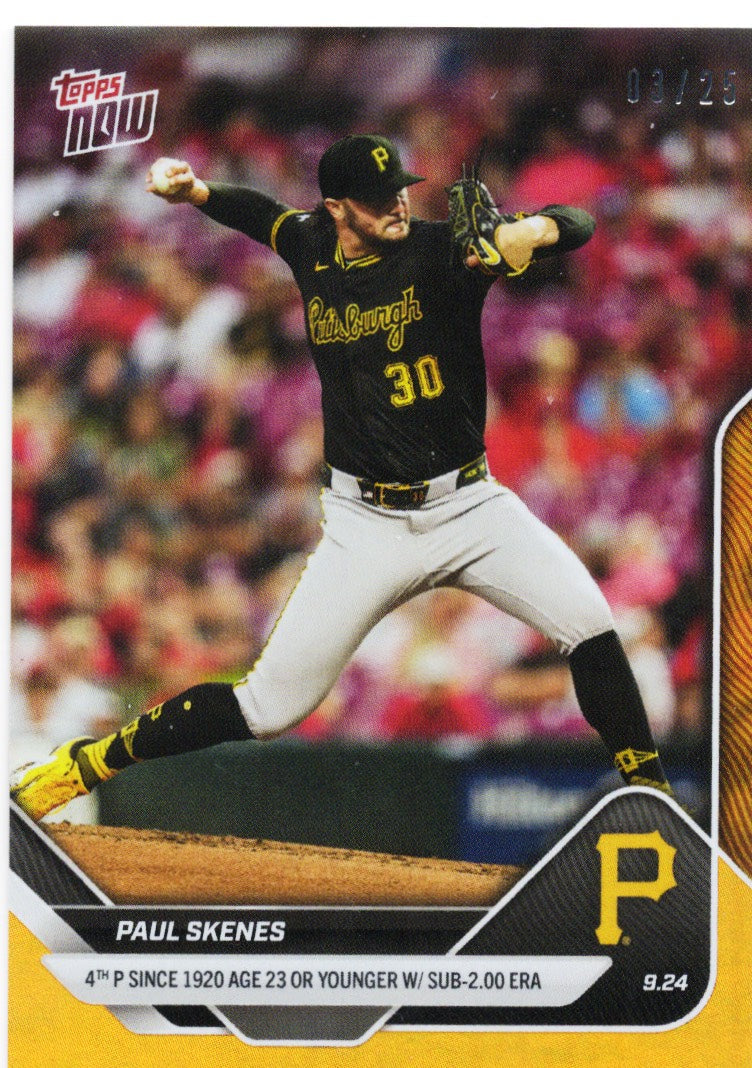 2025 Topps Now Paul Skenes #763 Orange Foil /50 Pittsburgh Baseball Card