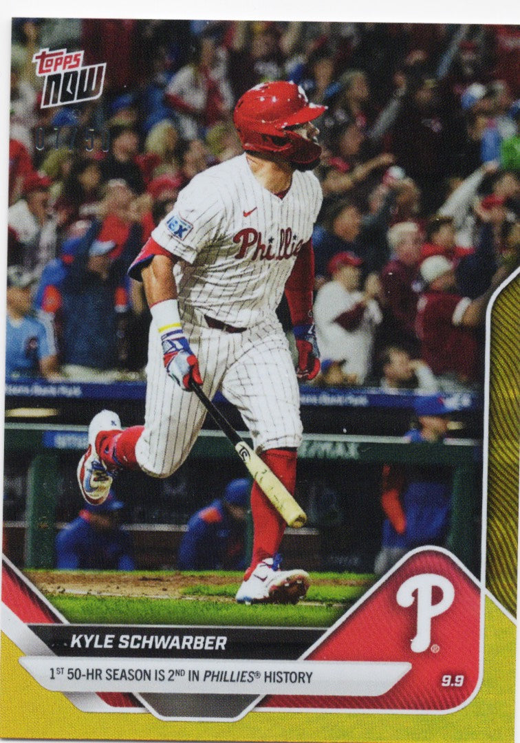 2025 Topps Now Kyle Schwarber #682 Gold Foil /50 Philadelphia Baseball Card