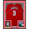 Framed Autographed/Signed Bryce Harper 35x39 21 NL MVP Philadelphia Red Replica Baseball Jersey Fanatics & MLB COA