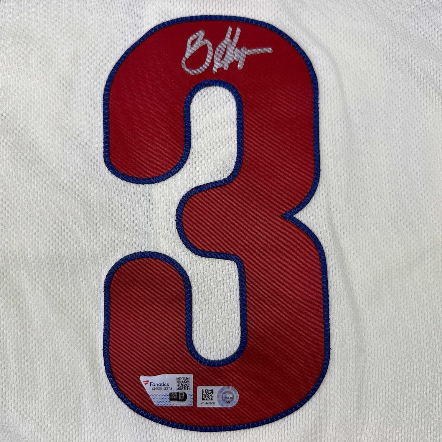Framed Autographed/Signed Bryce Harper 35x39 Philadelphia Cream Authentic Baseball Jersey Fanatics & MLB COA