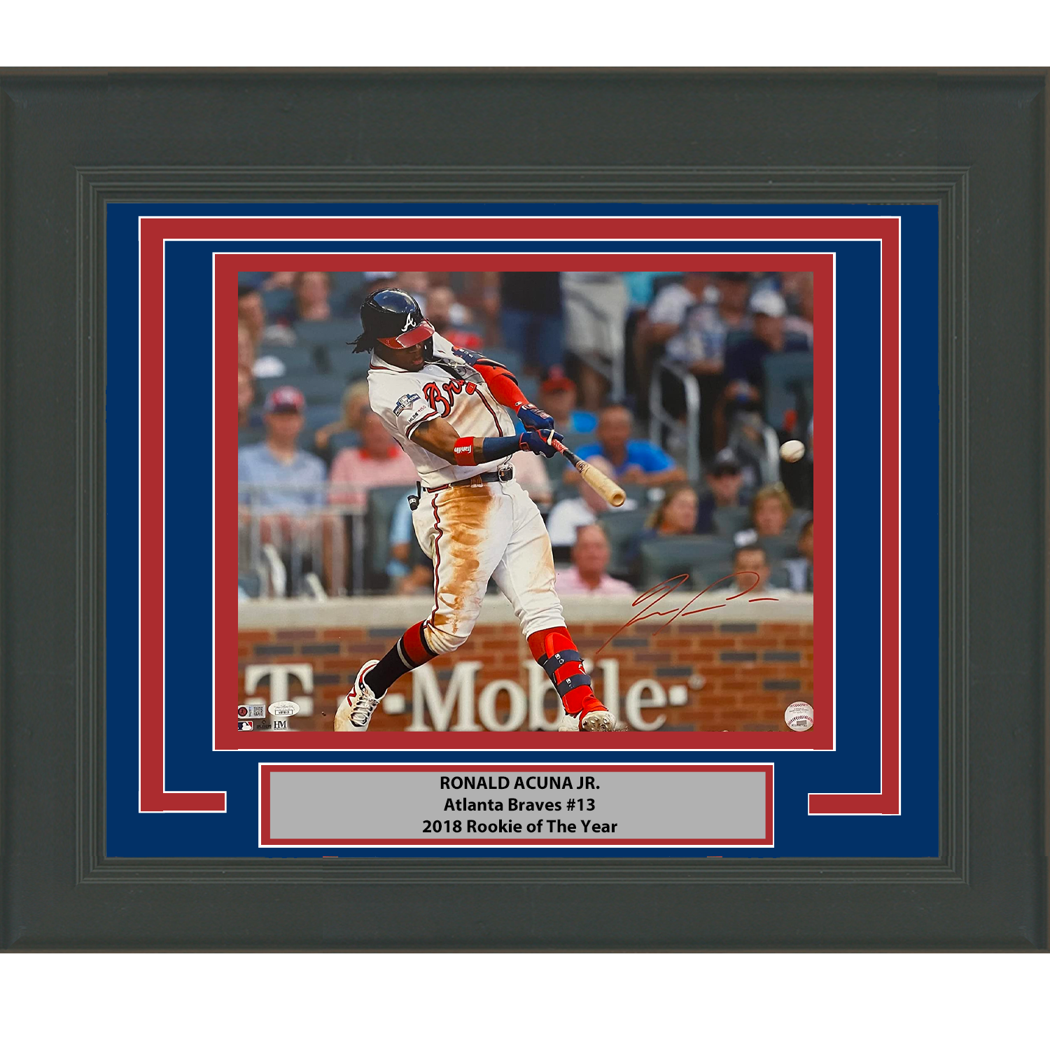 Framed Autographed/Signed Ronald Acuna Jr. Atlanta 16x20 Baseball Photo JSA COA #10