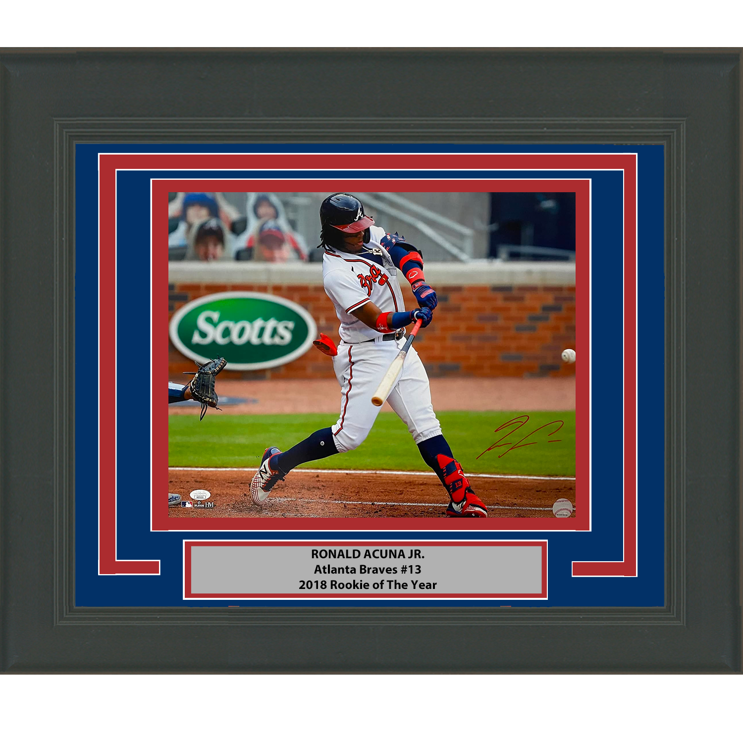 Framed Autographed/Signed Ronald Acuna Jr. Atlanta 16x20 Baseball Photo JSA COA #2