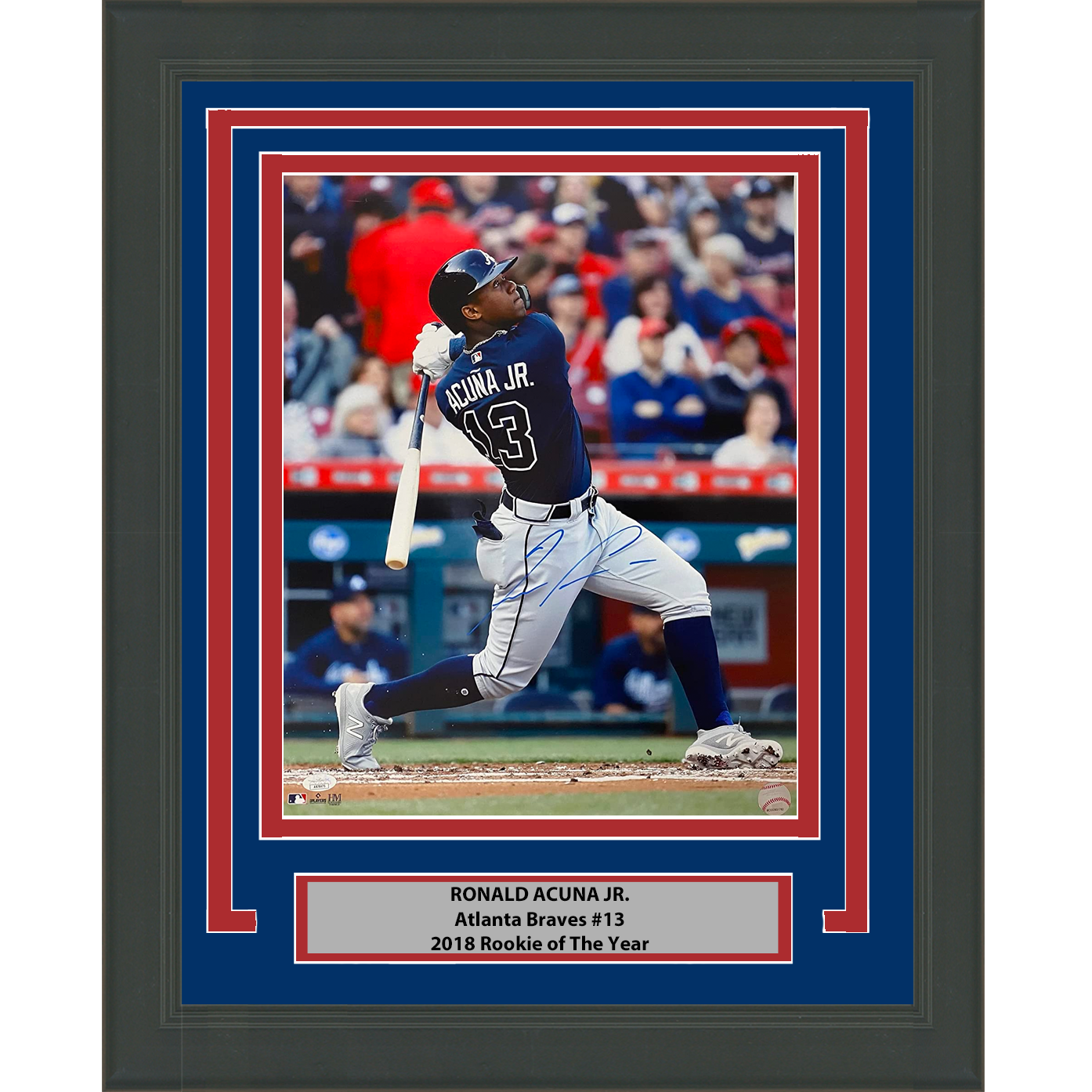 Framed Autographed/Signed Ronald Acuna Jr. Atlanta 16x20 Baseball Photo JSA COA #1