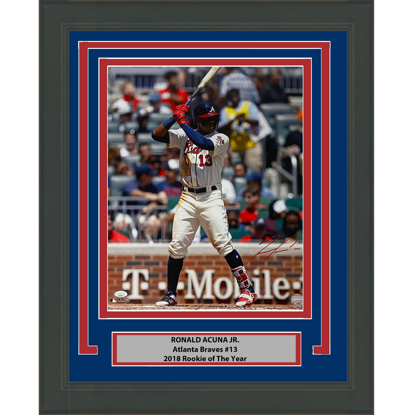 Framed Autographed/Signed Ronald Acuna Jr. Atlanta 16x20 Baseball Photo JSA COA #9