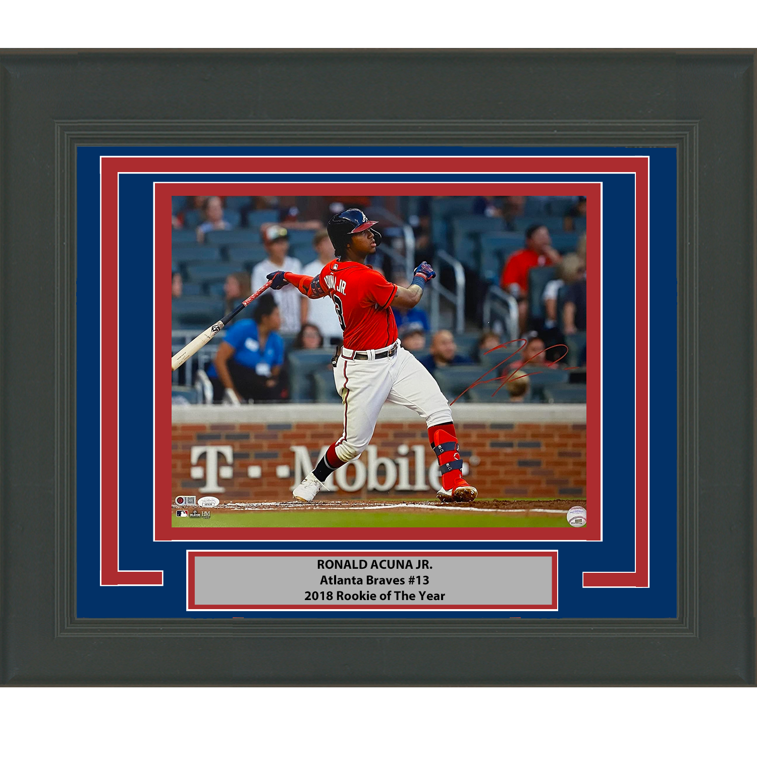 Framed Autographed/Signed Ronald Acuna Jr. Atlanta 16x20 Baseball Photo JSA COA #8
