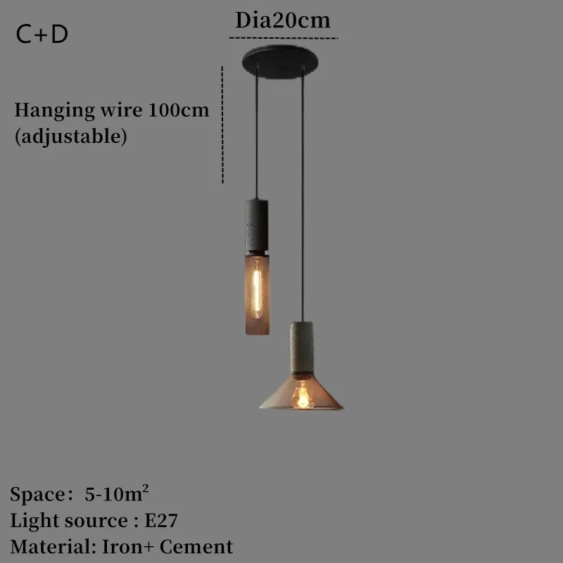 Concrete Pendant Light Iron Shade