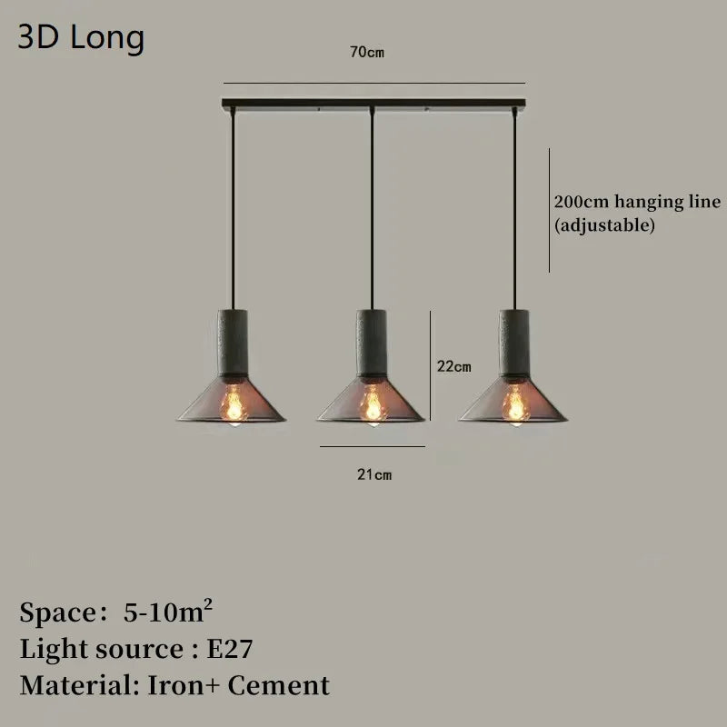 Concrete Pendant Light Iron Shade