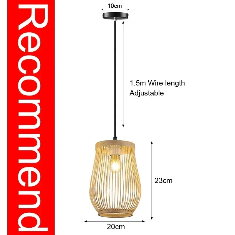 DecorBites™ Bamboo Pendant Ceiling Light Rattan