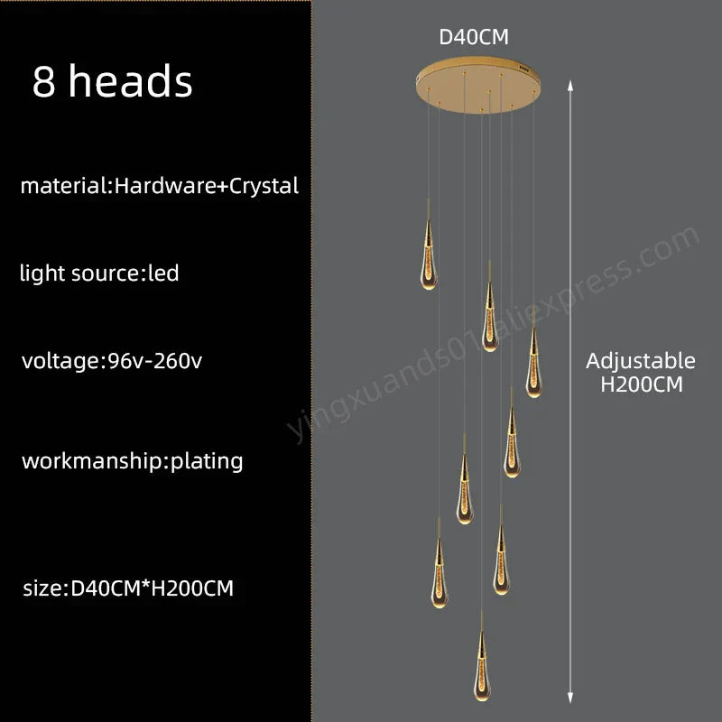 DecorBites™ Crystal Pendant Chandelier for High Ceilings