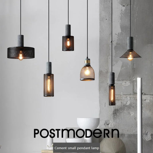 Concrete Pendant Light Iron Shade