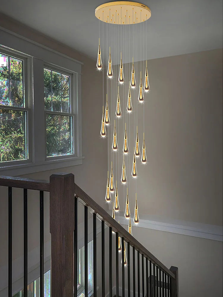 DecorBites™ Crystal Pendant Chandelier for High Ceilings