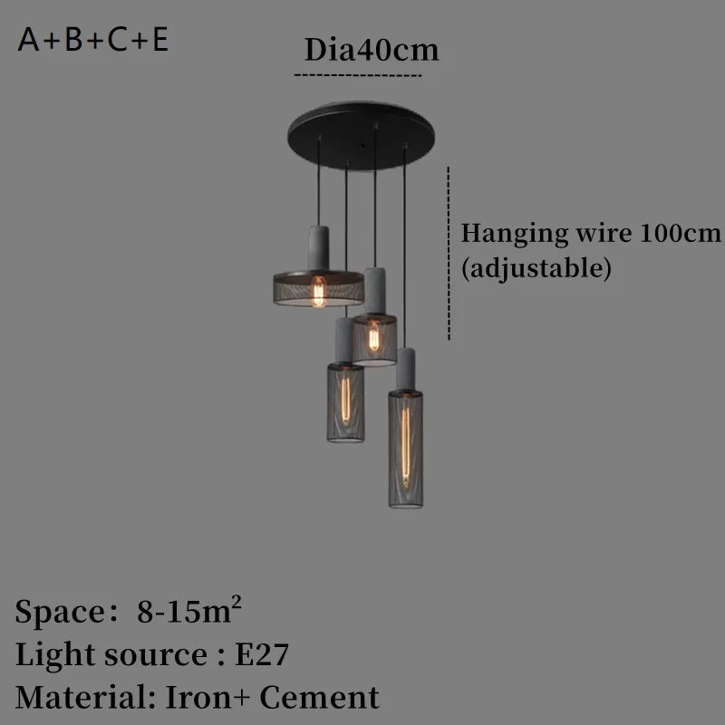 Concrete Pendant Light Iron Shade