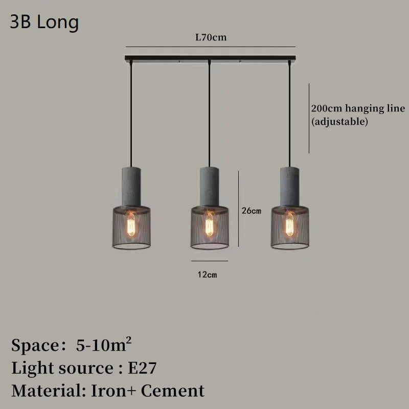 Concrete Pendant Light Iron Shade