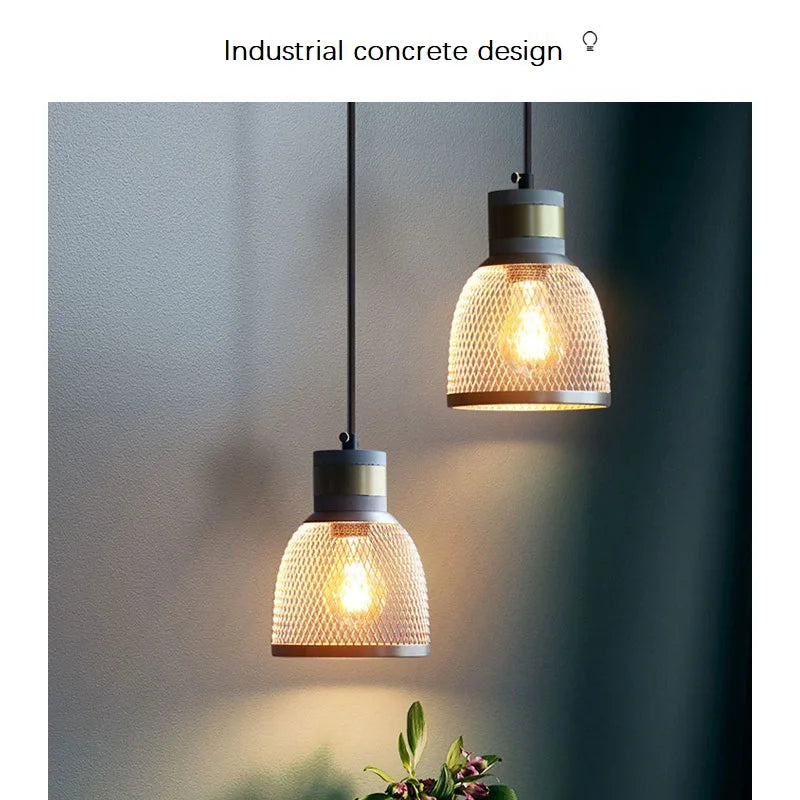 Concrete Pendant Light Iron Shade