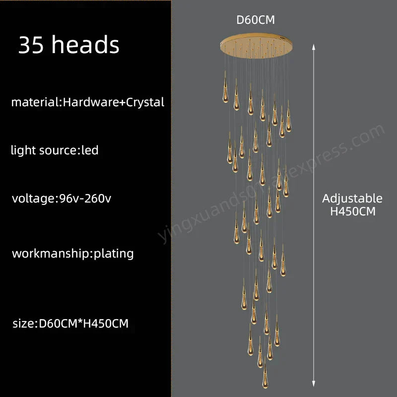 DecorBites™ Crystal Pendant Chandelier for High Ceilings