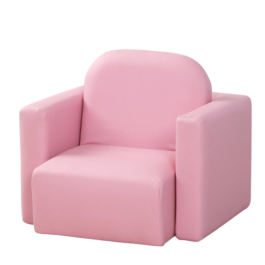 2 In 1 Toddler Sofa Chair,  48 X 44 X 41 Cm, For Game Relax Playroom, Pink
