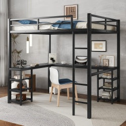 All Metal Loft Bed With Desk And Shelf
