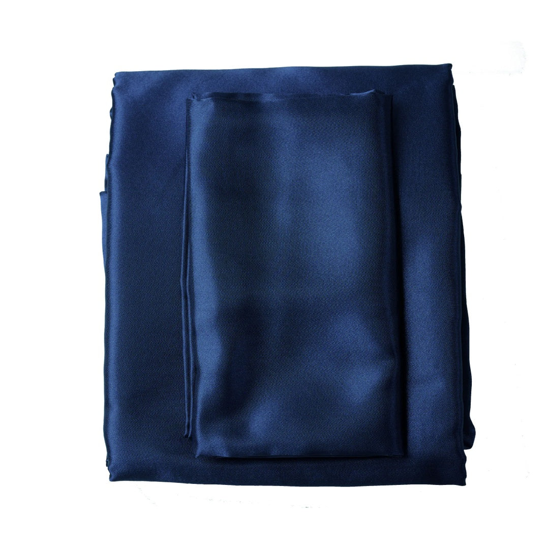 Satin Bed Sheets, King Size Sheets Set, 4 Pcs Silky Bedding Set With 15 Inches Deep Pocket For Mattress King, Navy Blue