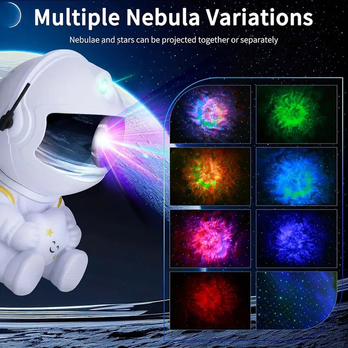 Astronaut Galaxy Projector – Star Light with Rotating Nebula