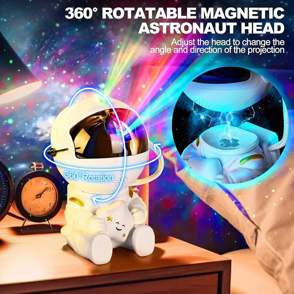 Astronaut Galaxy Projector – Star Light with Rotating Nebula