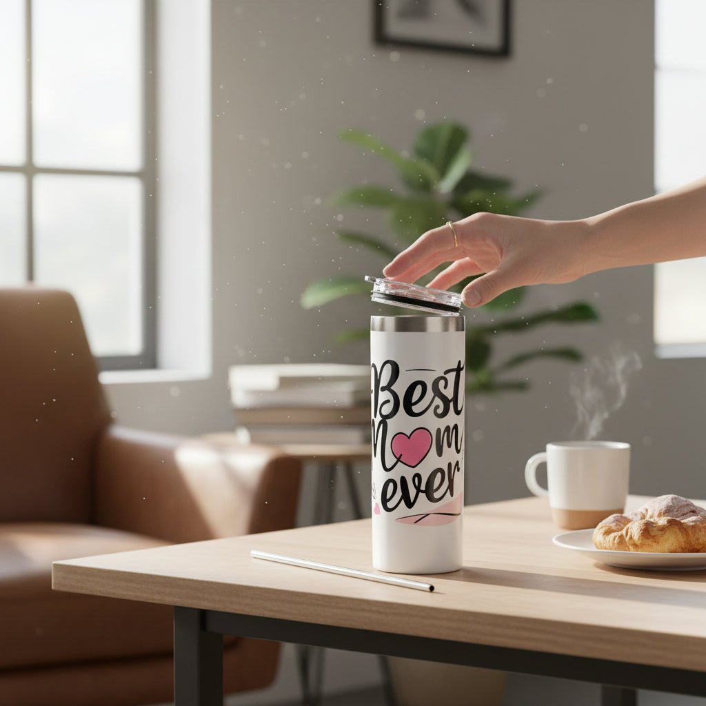 Best Mom Ever White Skinny Tumbler - Gift for Mom Birthday Mothers Day