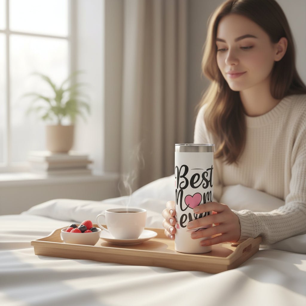 Best Mom Ever White Skinny Tumbler - Gift for Mom Birthday Mothers Day