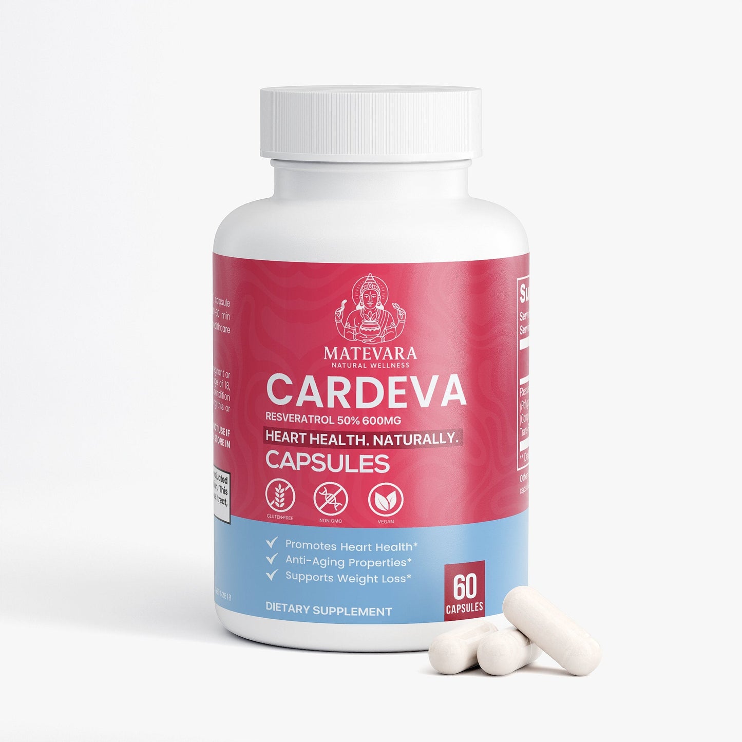 Cardeva Resveratrol 600mg Capsules |Vegan Capsules | 60 Count
