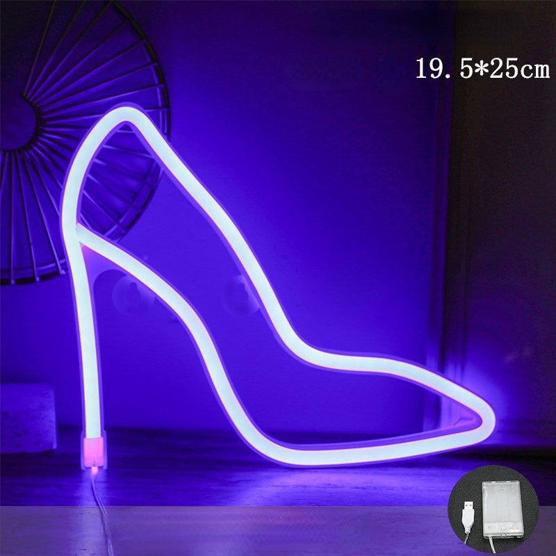 LED High-heeled Shoes Shape Neon Light Ornament