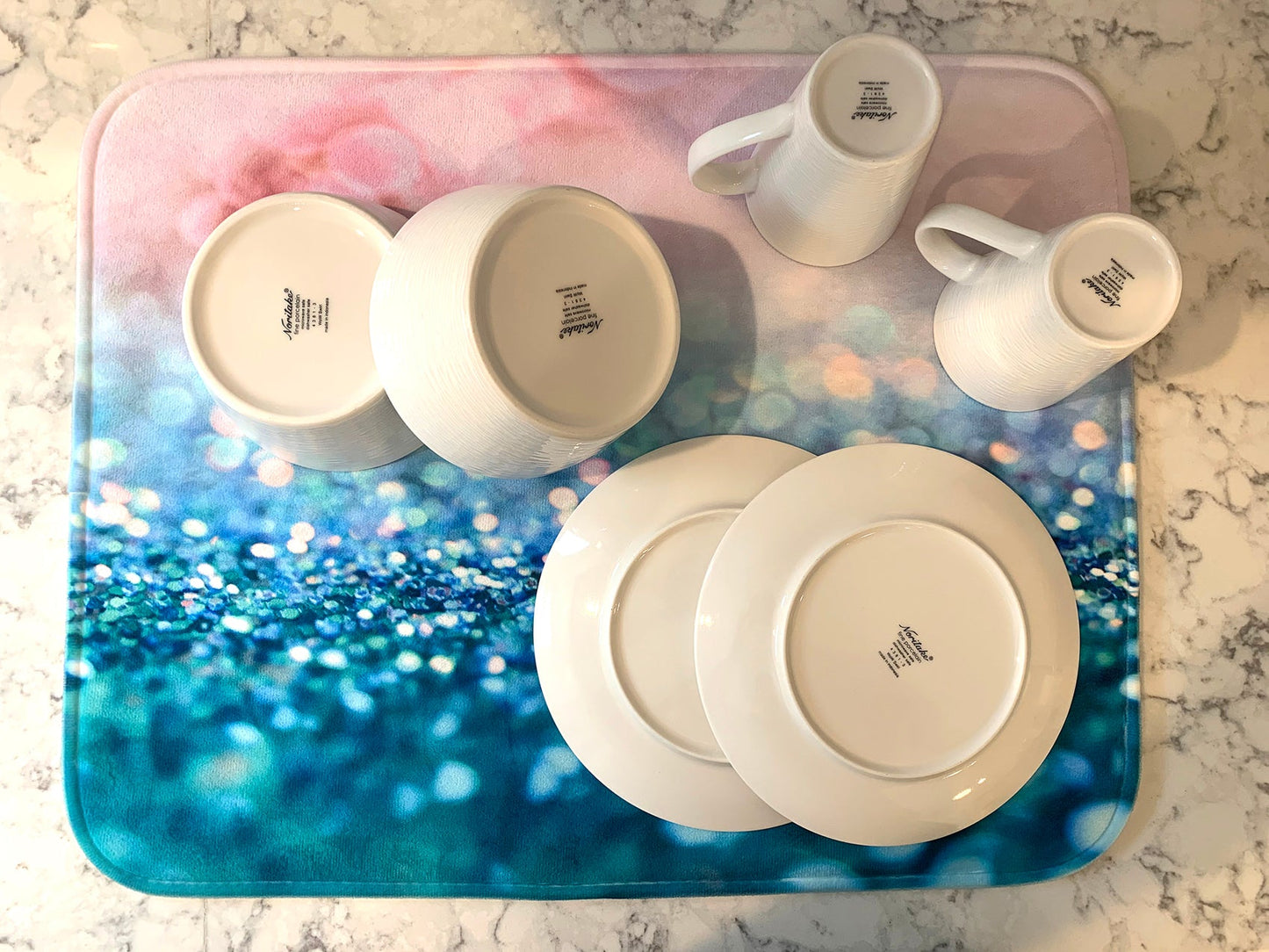 Dish Drying Mat - Image of Neon Sign With Word Coffee And Coffee Cup Signs