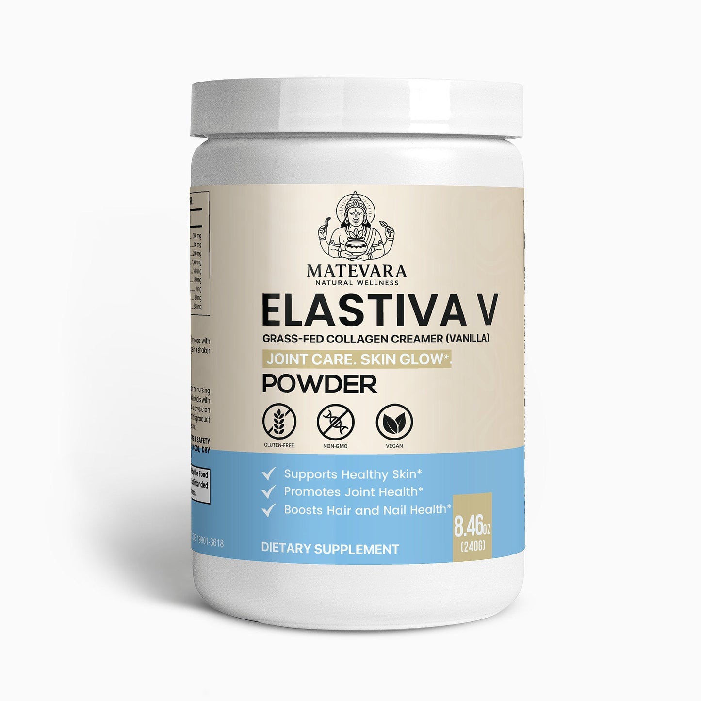 Elastiva V Grass-Fed Collagen Creamer, Vanilla Flavor |Dietary Supplement Powder