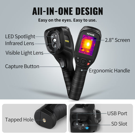 Thermal Imaging Camera, 320 X 240 Pixels Super Resolution With 2MP Visual Camera, 25Hz Refresh Rate Infrared Camera , 64G SD Card And Rechargeable Li-ion Battery