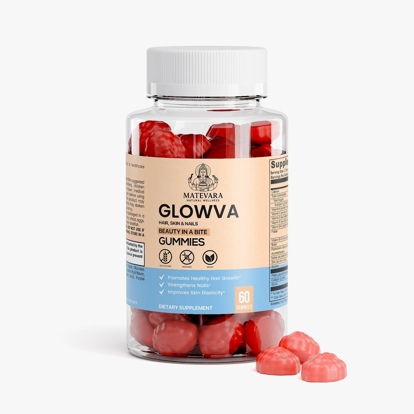 Glowva Hair, Skin & Nails Gummies |60 Count