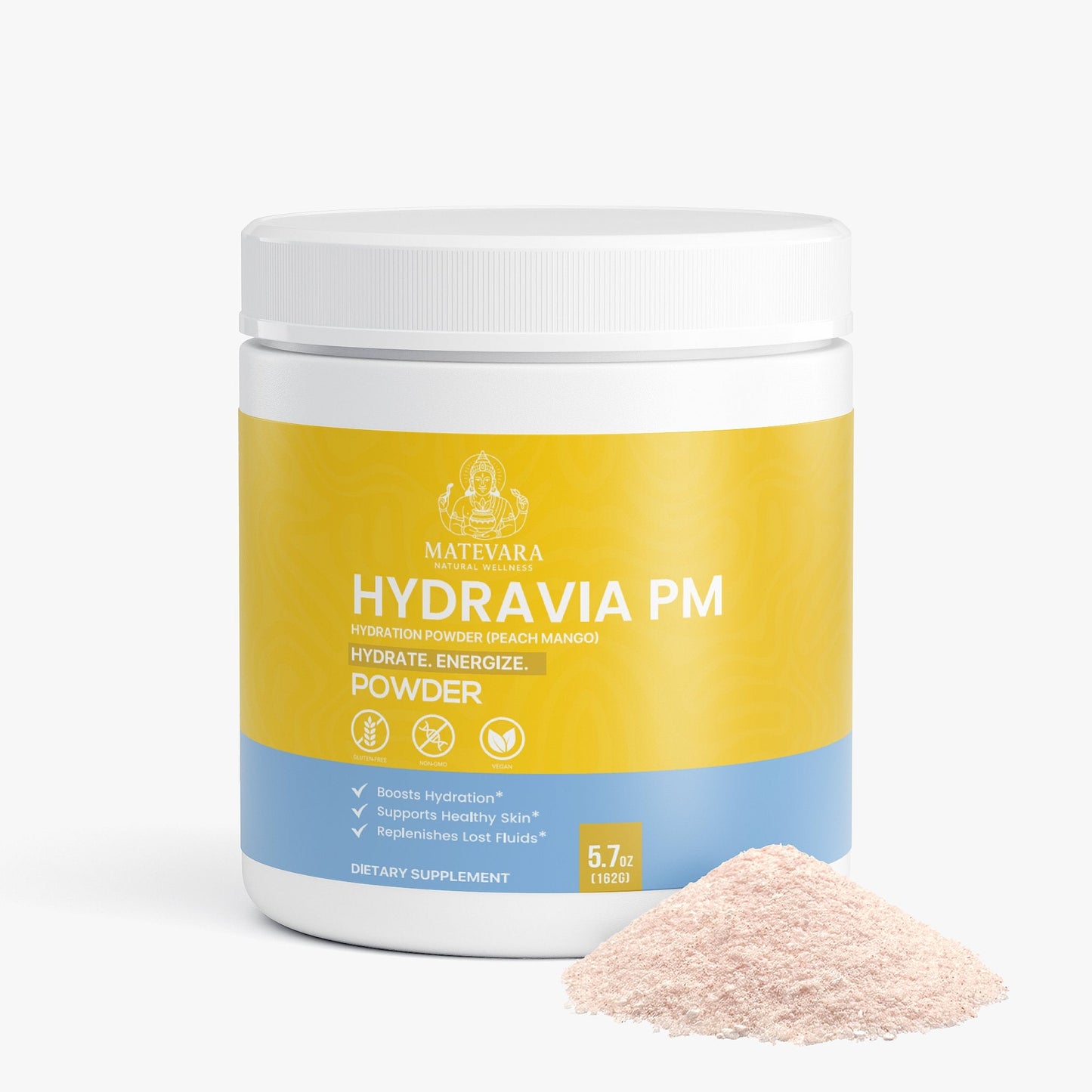 Hydravia Daily Hydration Powder Peach Mango | Energy Metabolism Support Mix | 5.71 oz