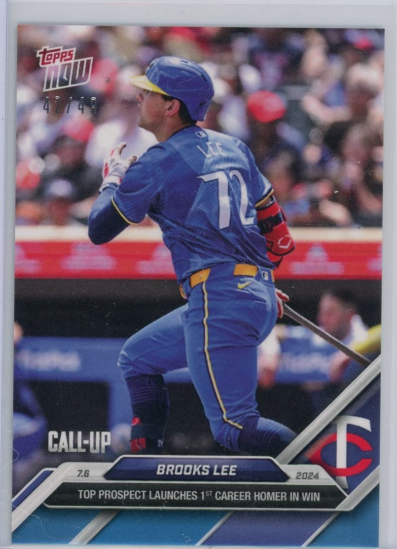 2024 Topps Now Brooks Lee #390 Blue #/49 Minnesota’s Twin-Cities, Rookie RC Baseball Card
