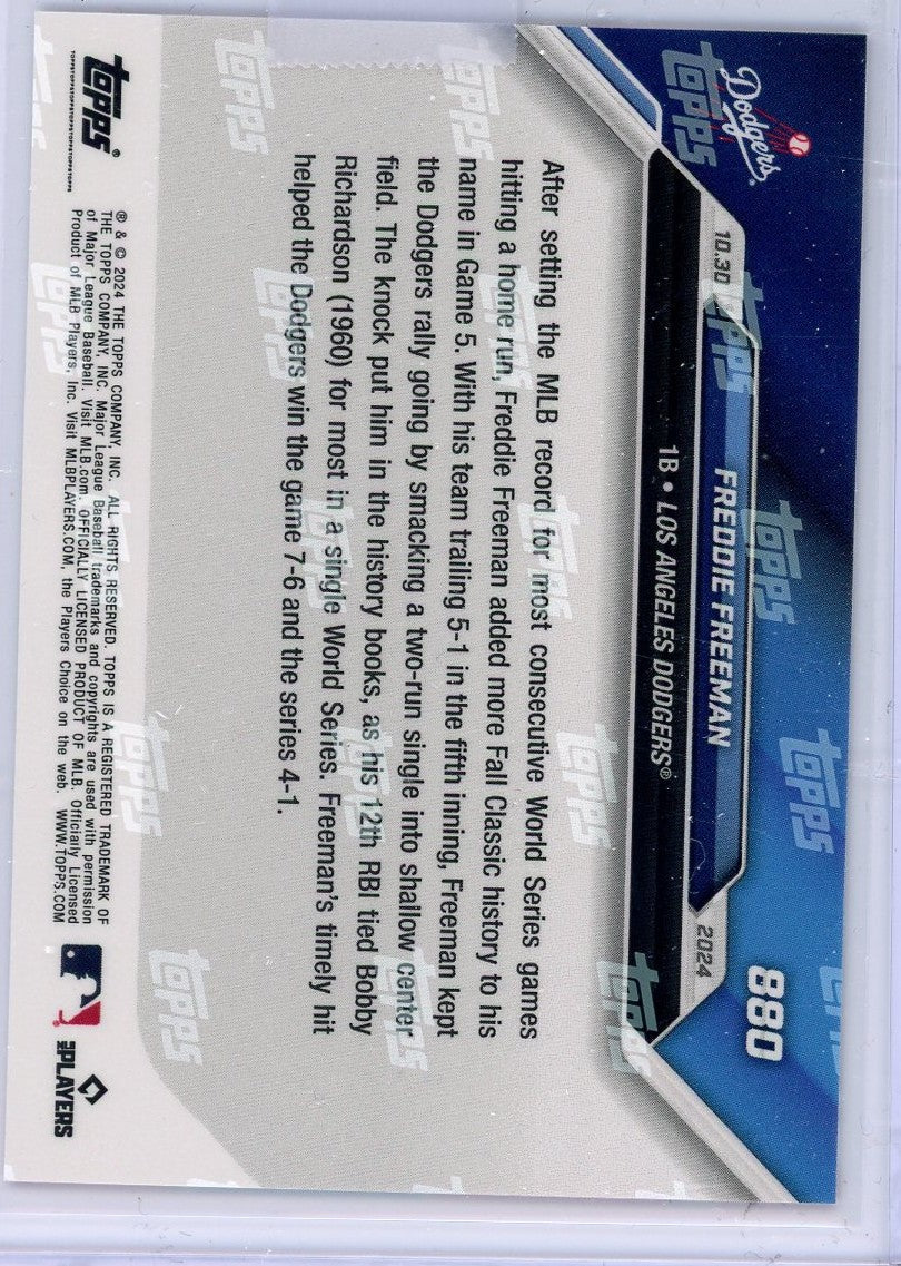 2024 Topps Now Freddie Freeman #880 Red /10 Los Angeles Blue Baseball Card