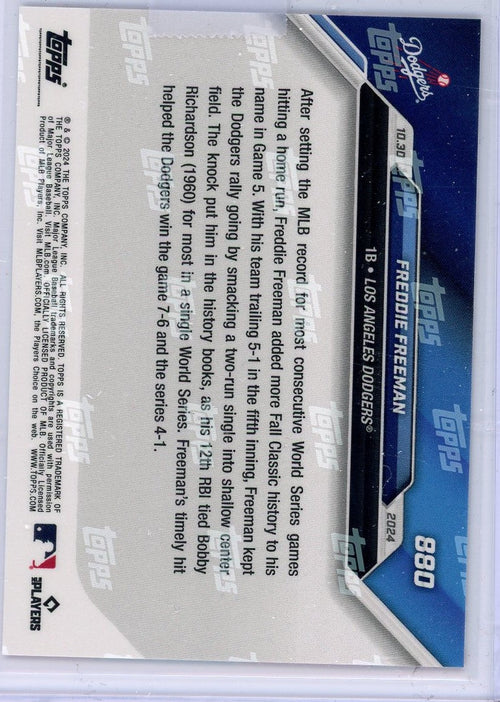 2024 Topps Now Freddie Freeman #880 Red /10 Los Angeles Blue Baseball Card