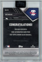 2021 Topps Chrome Black Zack Wheeler #CBAZW /25 Orange Auto Philadelphia Baseball Card
