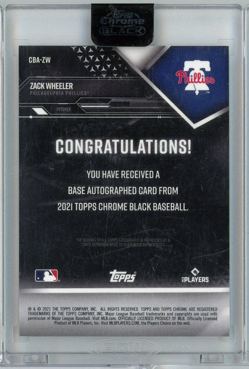 2021 Topps Chrome Black Zack Wheeler #CBAZW /25 Orange Auto Philadelphia Baseball Card