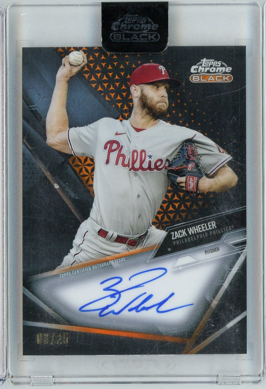 2021 Topps Chrome Black Zack Wheeler #CBAZW /25 Orange Auto Philadelphia Baseball Card