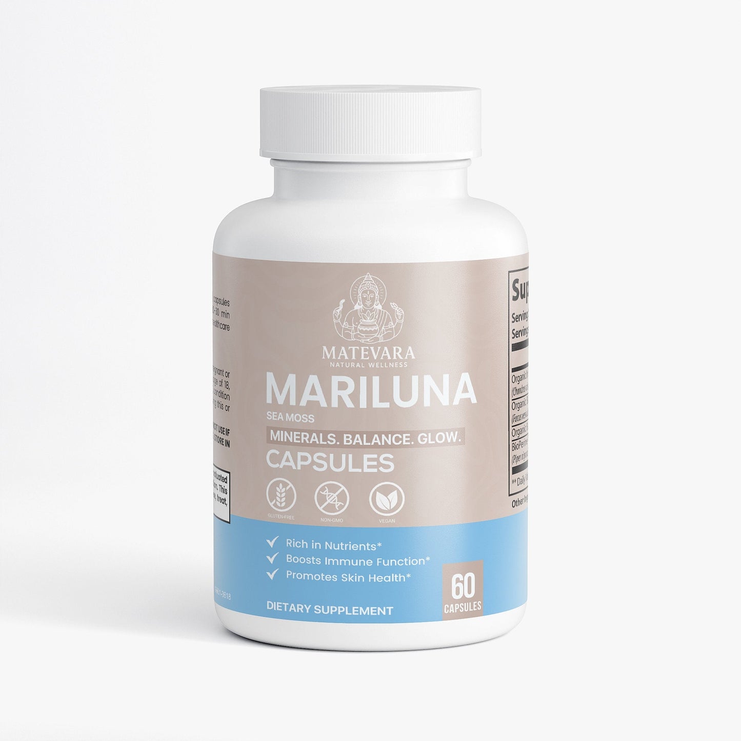Mariluna Organic Sea Moss Supplement | Vegan Capsules | 60 Count